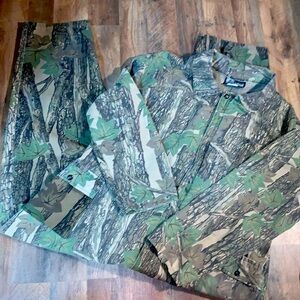 Vintage Camouflage Hunting Outdoorsman Zip Up Coveralls 3XL XXXL 3X Big & Tall